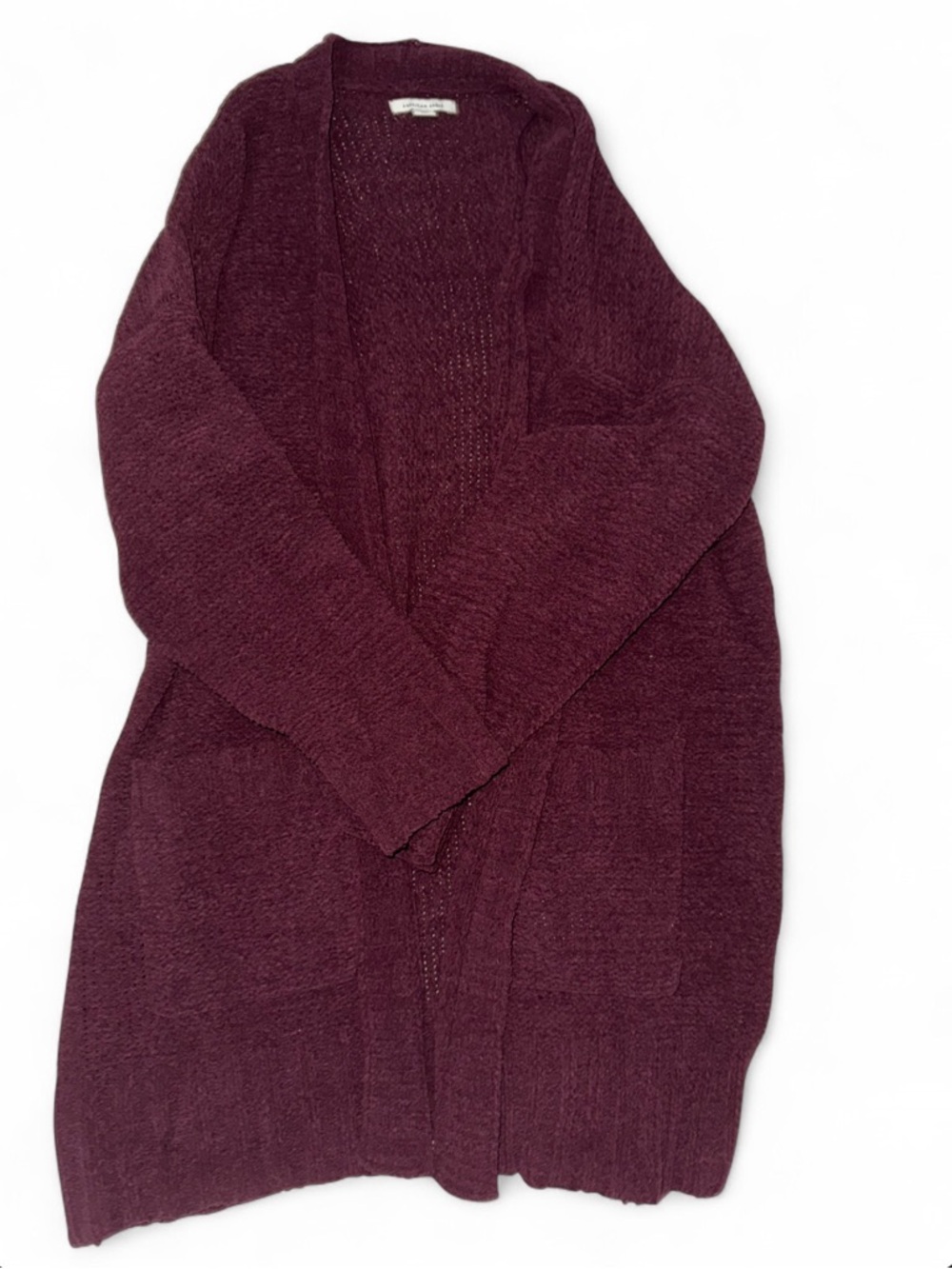 American Eagle Outfitters Burgundy Knit Cardigan With Pockets